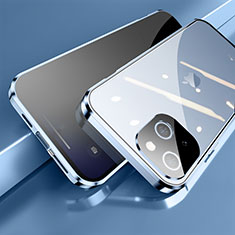 Custodia Lusso Alluminio Laterale Specchio 360 Gradi Cover M06 per Apple iPhone 13 Blu