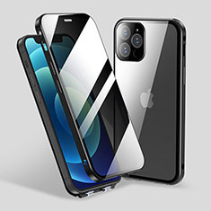 Custodia Lusso Alluminio Laterale Specchio 360 Gradi Cover M06 per Apple iPhone 13 Pro Nero
