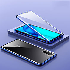 Custodia Lusso Alluminio Laterale Specchio 360 Gradi Cover M06 per Huawei Mate 40 Lite 5G Blu