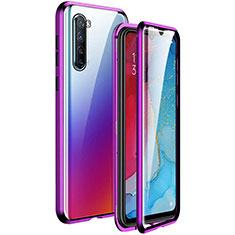 Custodia Lusso Alluminio Laterale Specchio 360 Gradi Cover M06 per Oppo Find X2 Lite Viola