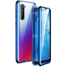 Custodia Lusso Alluminio Laterale Specchio 360 Gradi Cover M06 per Oppo K7 5G Blu