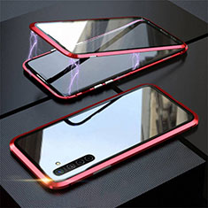 Custodia Lusso Alluminio Laterale Specchio 360 Gradi Cover M06 per Realme X2 Rosso