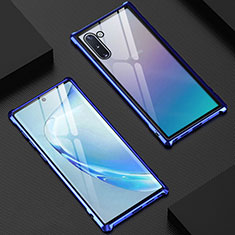 Custodia Lusso Alluminio Laterale Specchio 360 Gradi Cover M06 per Samsung Galaxy Note 10 5G Blu