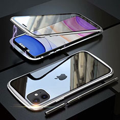 Custodia Lusso Alluminio Laterale Specchio 360 Gradi Cover M07 per Apple iPhone 11 Argento