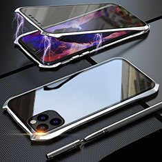 Custodia Lusso Alluminio Laterale Specchio 360 Gradi Cover M07 per Apple iPhone 11 Pro Max Argento
