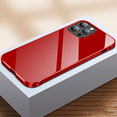 Custodia Lusso Alluminio Laterale Specchio 360 Gradi Cover M07 per Apple iPhone 13 Pro Max Rosso
