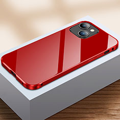 Custodia Lusso Alluminio Laterale Specchio 360 Gradi Cover M07 per Apple iPhone 14 Plus Rosso