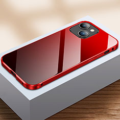Custodia Lusso Alluminio Laterale Specchio 360 Gradi Cover M07 per Apple iPhone 15 Plus Rosso e Nero