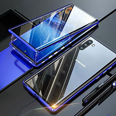 Custodia Lusso Alluminio Laterale Specchio 360 Gradi Cover M07 per Samsung Galaxy Note 10 5G Blu