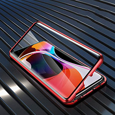 Custodia Lusso Alluminio Laterale Specchio 360 Gradi Cover M07 per Xiaomi Mi 10 Rosso