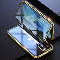 Custodia Lusso Alluminio Laterale Specchio 360 Gradi Cover M08 per Apple iPhone 13 Oro