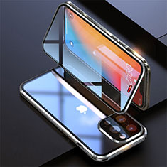 Custodia Lusso Alluminio Laterale Specchio 360 Gradi Cover M08 per Apple iPhone 13 Pro Max Argento