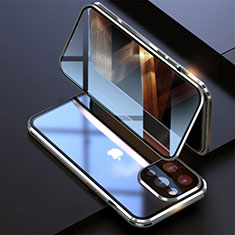 Custodia Lusso Alluminio Laterale Specchio 360 Gradi Cover M08 per Apple iPhone 14 Pro Max Argento