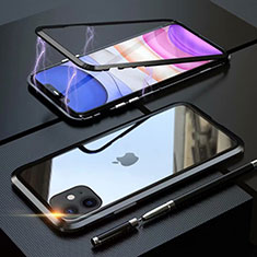 Custodia Lusso Alluminio Laterale Specchio 360 Gradi Cover M09 per Apple iPhone 11 Nero