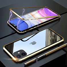 Custodia Lusso Alluminio Laterale Specchio 360 Gradi Cover M09 per Apple iPhone 11 Oro