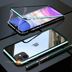 Custodia Lusso Alluminio Laterale Specchio 360 Gradi Cover M09 per Apple iPhone 11 Verde