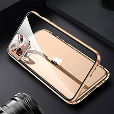 Custodia Lusso Alluminio Laterale Specchio 360 Gradi Cover M09 per Apple iPhone 13 Pro Oro