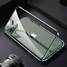 Custodia Lusso Alluminio Laterale Specchio 360 Gradi Cover M09 per Apple iPhone 13 Pro Verde