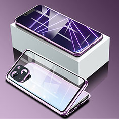 Custodia Lusso Alluminio Laterale Specchio 360 Gradi Cover M09 per Apple iPhone 13 Viola