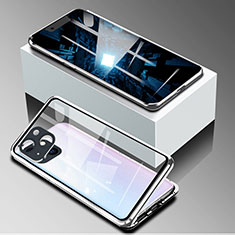 Custodia Lusso Alluminio Laterale Specchio 360 Gradi Cover M09 per Apple iPhone 14 Argento