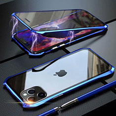 Custodia Lusso Alluminio Laterale Specchio 360 Gradi Cover M10 per Apple iPhone 11 Pro Blu