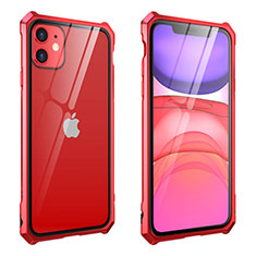 Custodia Lusso Alluminio Laterale Specchio 360 Gradi Cover M10 per Apple iPhone 11 Rosso