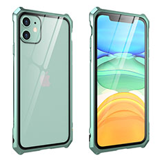 Custodia Lusso Alluminio Laterale Specchio 360 Gradi Cover M10 per Apple iPhone 11 Verde