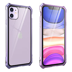 Custodia Lusso Alluminio Laterale Specchio 360 Gradi Cover M10 per Apple iPhone 11 Viola