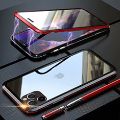 Custodia Lusso Alluminio Laterale Specchio 360 Gradi Cover M12 per Apple iPhone 11 Pro Max Rosso