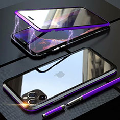 Custodia Lusso Alluminio Laterale Specchio 360 Gradi Cover M12 per Apple iPhone 11 Pro Max Viola