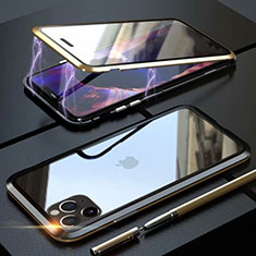 Custodia Lusso Alluminio Laterale Specchio 360 Gradi Cover M12 per Apple iPhone 11 Pro Oro e Nero