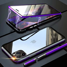 Custodia Lusso Alluminio Laterale Specchio 360 Gradi Cover M12 per Apple iPhone 11 Pro Viola