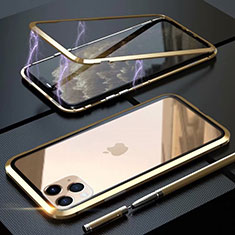Custodia Lusso Alluminio Laterale Specchio 360 Gradi Cover M14 per Apple iPhone 11 Pro Oro