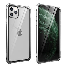 Custodia Lusso Alluminio Laterale Specchio 360 Gradi Cover M15 per Apple iPhone 11 Pro Max Argento