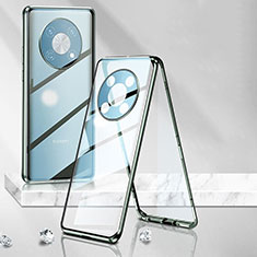 Custodia Lusso Alluminio Laterale Specchio 360 Gradi Cover P01 per Huawei Enjoy 50 Pro Verde