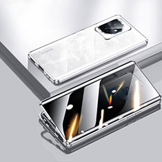 Custodia Lusso Alluminio Laterale Specchio 360 Gradi Cover P01 per Huawei Honor 100 5G Argento
