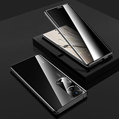 Custodia Lusso Alluminio Laterale Specchio 360 Gradi Cover P01 per Huawei Honor 70 Pro 5G Nero