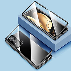 Custodia Lusso Alluminio Laterale Specchio 360 Gradi Cover P01 per Huawei Honor Magic Vs Ultimate 5G Nero