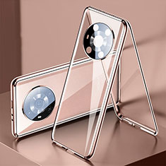 Custodia Lusso Alluminio Laterale Specchio 360 Gradi Cover P01 per Huawei Honor Magic3 5G Oro