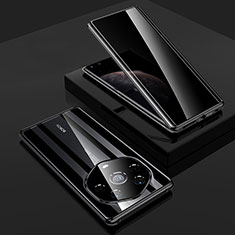 Custodia Lusso Alluminio Laterale Specchio 360 Gradi Cover P01 per Huawei Honor Magic3 Pro+ Plus 5G Nero