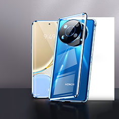 Custodia Lusso Alluminio Laterale Specchio 360 Gradi Cover P01 per Huawei Honor Magic4 Lite 5G Blu