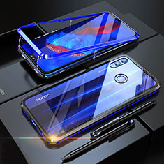 Custodia Lusso Alluminio Laterale Specchio 360 Gradi Cover P01 per Huawei Honor V10 Lite Blu