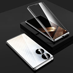 Custodia Lusso Alluminio Laterale Specchio 360 Gradi Cover P01 per Huawei Honor X7b Argento