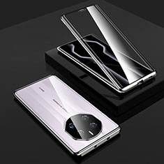 Custodia Lusso Alluminio Laterale Specchio 360 Gradi Cover P01 per Huawei Mate 50 RS Argento