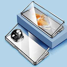 Custodia Lusso Alluminio Laterale Specchio 360 Gradi Cover P01 per Huawei Mate X3 Argento