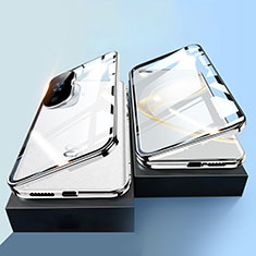 Custodia Lusso Alluminio Laterale Specchio 360 Gradi Cover P01 per Huawei Nova 11 Pro Argento