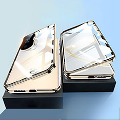 Custodia Lusso Alluminio Laterale Specchio 360 Gradi Cover P01 per Huawei Nova 11 Ultra Oro