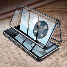 Custodia Lusso Alluminio Laterale Specchio 360 Gradi Cover P01 per Huawei Nova Y90 Nero