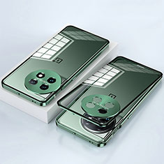 Custodia Lusso Alluminio Laterale Specchio 360 Gradi Cover P01 per OnePlus 11R 5G Verde
