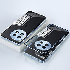 Custodia Lusso Alluminio Laterale Specchio 360 Gradi Cover P01 per OnePlus Ace 2 Pro 5G Blu